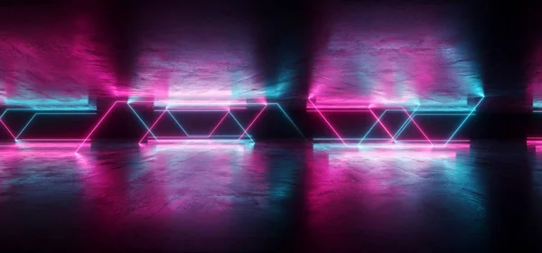 Neon Işıklar Sanal Sci Fi Fütüristik Canlı Mor Mavi Glowin — Stok fotoğraf
