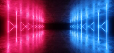 Neon Işıklar Sanal Sci Fi Fütüristik Canlı Mor Mavi Glowin
