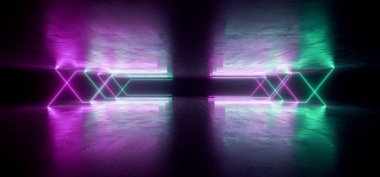 Neon Işıklar Sanal Sci Fi Fütüristik Canlı Mor Mavi Glowin