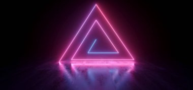 Sci Fi Fütüristik Neon Işıklar Üçgen Şeklinde Canlı Mor Bl