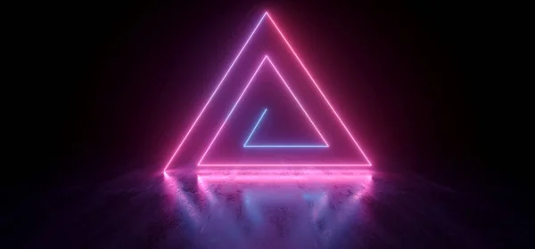 Sci Fi Futurista luzes de néon triângulo em forma de vibrante roxo Bl — Fotografia de Stock
