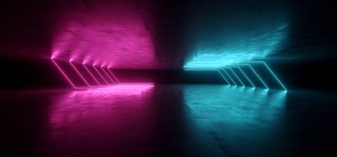 Fütüristik Neon Işıklar Lazer Mor Mavi Parlayan Modern Retro Sc