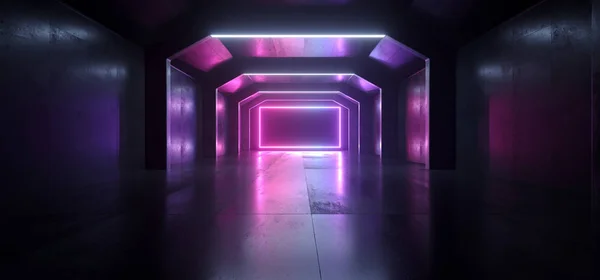 Sci Fi Future neon lila kék izzó téglalap alak üres Dar — Stock Fotó