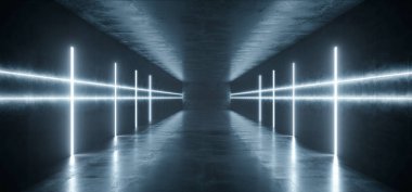 Sci Fi Fütüristik Modern Grunge Beton Beyaz Mavi Parlayan Geyik