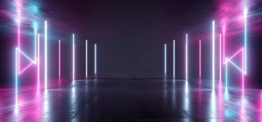 Fütüristik Sci Fi Lazer Neon Shapes Parlayan Işık Canlı Purpl