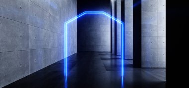 Fütüristik Galeri Yeraltı Odası Parlayan Neon Lazer Kirişler Blu