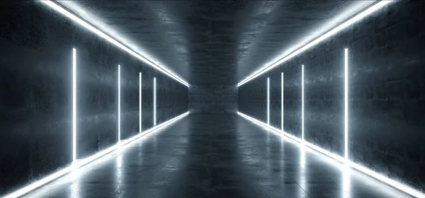 Sci Fi futurisztikus modern grunge beton fehér kék izzó szarvas — Stock Fotó