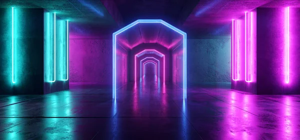 Футуристичний Sci Fi Лазерний неоновий форми Освітлюючий світло Яскравий Пурпуровий — стокове фото