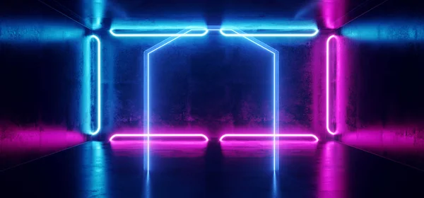 Futurista ciencia ficción láser neón formas resplandeciente luz vibrante Purpl —  Fotos de Stock