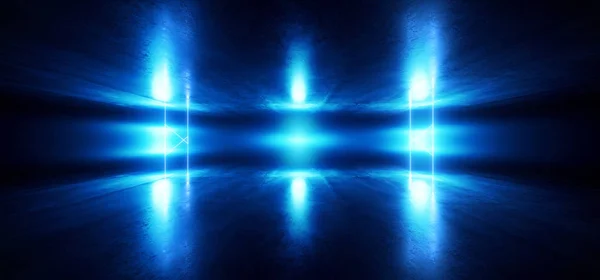 Sci Fi Neon gloeiende licht levendige Blue stage Night Club Backgrou — Stockfoto