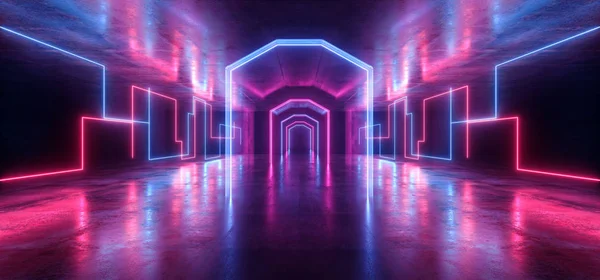 未来派科幻激光霓虹灯形状发光光活力普 — 图库照片