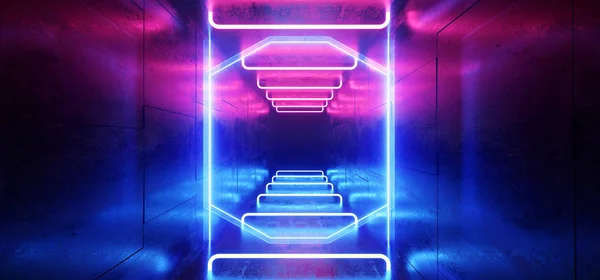 Fütüristik Sci Fi Lazer Neon Shapes Parlayan Işık Canlı Purpl — Stok fotoğraf