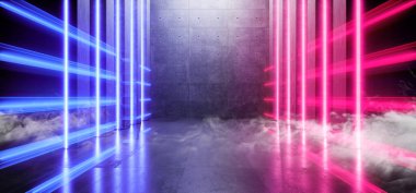 Duman Fütüristik Sci Fi Lazer Neon Shapes Parlayan Işık Canlı