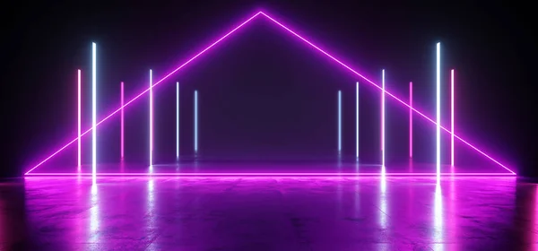 Futurista luces de neón láser púrpura azul brillante moderno retro Sc — Foto de Stock