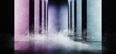 Duman Fütüristik Galeri Yeraltı Odası Parlayan Neon Lazer Bea