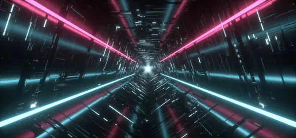 Neon światło purpurowy niebieski Hyper pentagonal Trójkąt szczegółowy Sci Fi — Zdjęcie stockowe