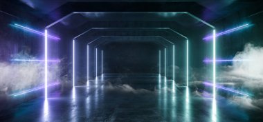 Duman Fütüristik Sci Fi Lazer Neon Shapes Parlayan Işık Canlı