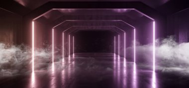 Duman Fütüristik Sci Fi Lazer Neon Shapes Parlayan Işık Canlı