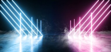 Duman Fütüristik Sci Fi Lazer Neon Shapes Parlayan Işık Canlı