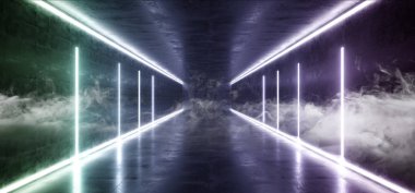 Duman Sci Fi Fütüristik Modern Grunge Beton Beyaz Mavi Glowin