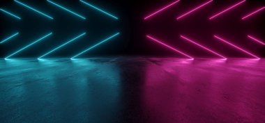 Neon Işıklar Sci Fi Fütüristik Ok Şekilli Canlı Mor Mavi 