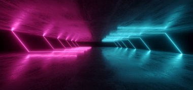 Fütüristik Neon Işıklar Lazer Mor Mavi Parlayan Modern Retro Sc