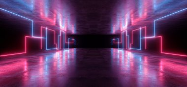 Neon Işıklar Sanal Sci Fi Fütüristik Canlı Mor Mavi Glowin