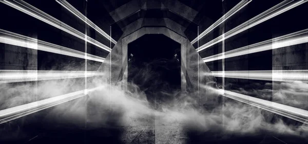 Fumo Futurista Sci Fi Laser Neon Formas de luz brilhante Branco S — Fotografia de Stock