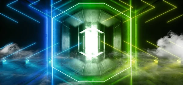 Duman Fütüristik Sci Fi Lazer Neon Ok Şekiller Parlayan Işık V