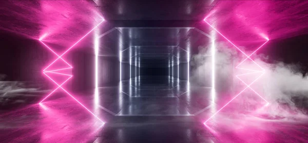 Duman Retro Modern Fütüristik Mor Bilim kurgu Canlı Neon Işık S — Stok fotoğraf