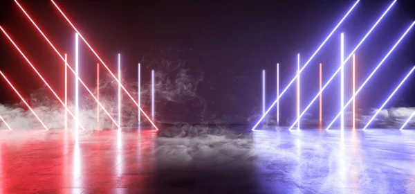 Fumo Futurista Sci Fi Laser Neon Formas Luz Brilhante Vibrante — Fotografia de Stock
