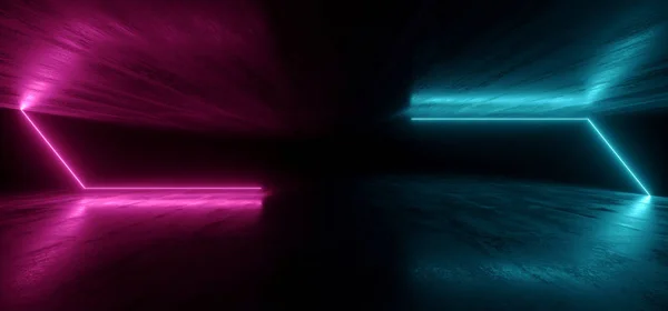 未来的なネオンライトレーザーパープルブルー輝く現代レトロSc — ストック写真
