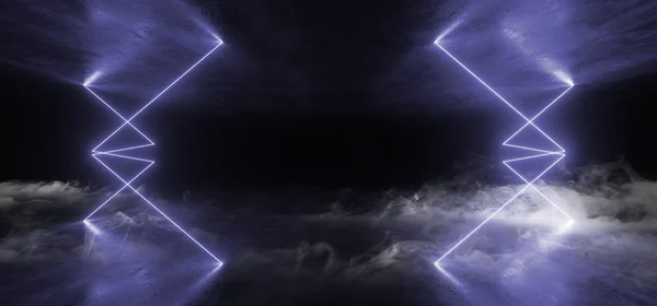 Rök neonljus virtuella Sci Fi futuristiska pulserande lila blå — Stockfoto