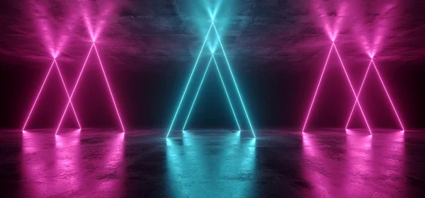 Sci Fi Futurista luzes de néon triângulo em forma de vibrante roxo Bl — Fotografia de Stock