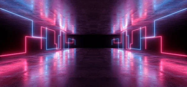 Neon Lights Virtual Sci Fi Futuristic Vibrant Purple Blue Glowin — Stock Photo, Image