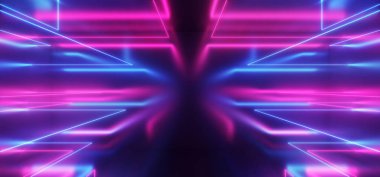 Uzay gemisi Neon parlayan ışıklar lazer şekiller ışın mor mavi Vibr