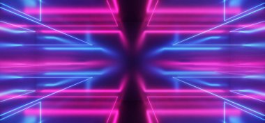 Uzay gemisi Neon parlayan ışıklar lazer şekiller ışın mor mavi Vibr