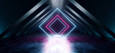 Futuristik Neon ışıklar parlayan üçgen Sci Fi Retro soyut sh