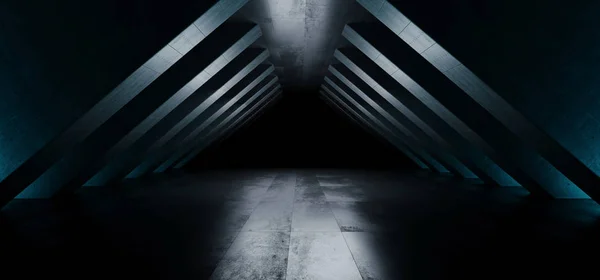 Alien futuristik uzay gemisi tünel koridor üçgen şekilli Colum — Stok fotoğraf