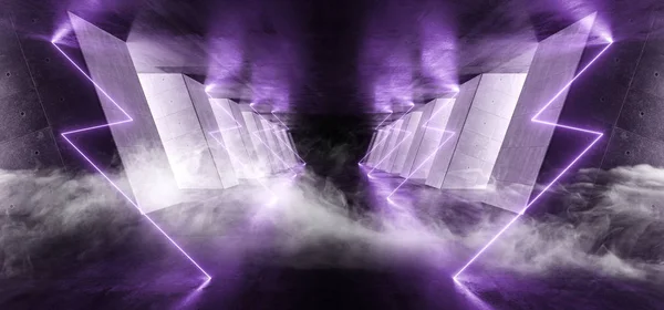 Rauch futuristische Neonlichter glühende Science-Fiction-Retro abstrakte Form — Stockfoto
