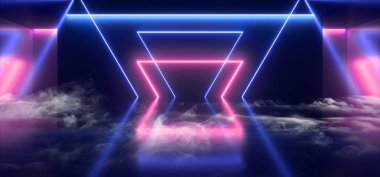 Duman futuristik Sci Fi modern Neon ışıklar mavi mor Glow CONC