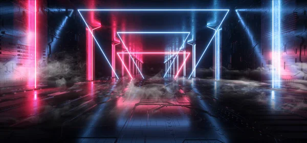 Füst futurisztikus sci fi modern neon Lights kék lila Glow konc — Stock Fotó