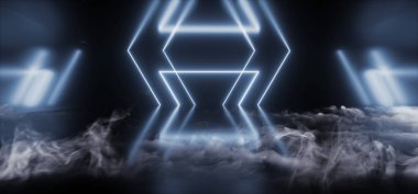 Duman Sci Fi modern futuristik Neon ışıklar mavi Glow beton Co