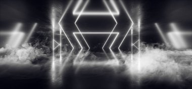 Duman Sci Fi modern futuristik Neon ışıklar beyaz Glow beton C