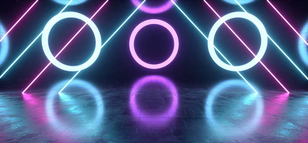 Neon Glowing Futuristic Purple Blue Laser Circle  Beam Shapes Ni — Stock Photo, Image