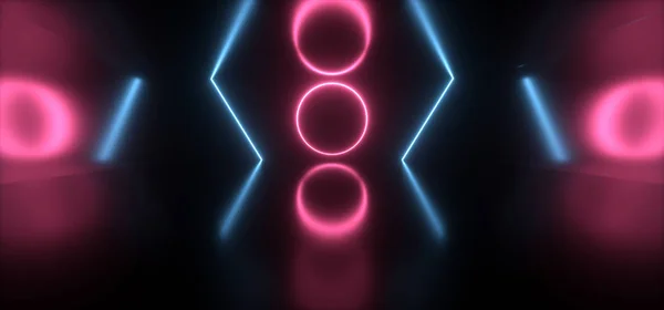 Sci Fi Moderno Futurista luzes de néon azul roxo brilho abstrato L — Fotografia de Stock