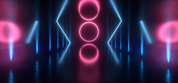 科幻现代未来派霓虹灯蓝色紫色发光抽象L — 图库照片