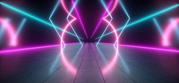 Futurista Sci Fi Neon Luzes brilhantes Purple Blue Stage Night Cl — Fotografia de Stock