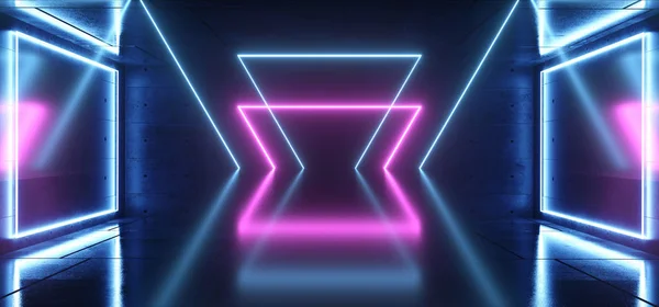 Futuristische Sci Fi Neon gloeiende lichten paars blauw stage Night cl — Stockfoto