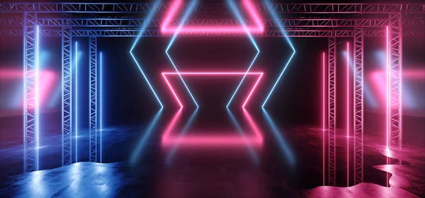 Futuristic Sci Fi Neon Glowing Lights Purple Blue Stage Night Cl. — стоковое фото